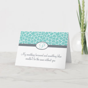 Be My Bridesmaid Monogram Giraffe Print Invitation