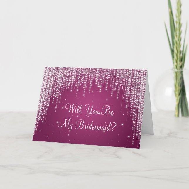 Be My Bridesmaid Night Dazzle Berry Pink Invitation (Front)