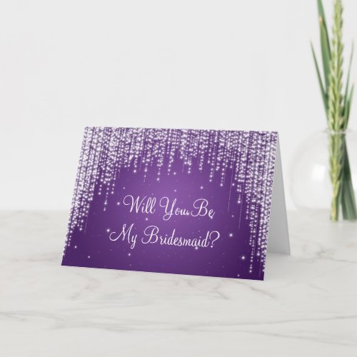 Be My Bridesmaid Night Dazzle Purple Invitation