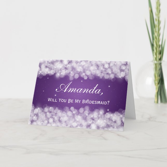 Be My Bridesmaid Party Sparkle Purple Invitation (Front)