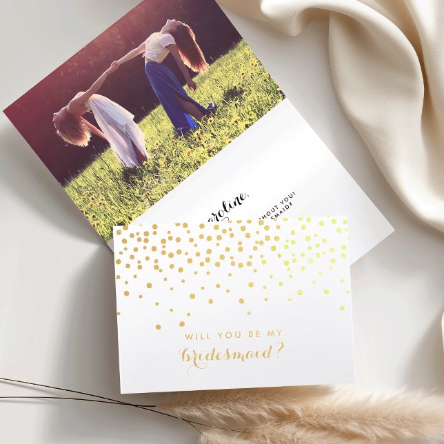 Be My Bridesmaid | Personalized Photo Gold Foil Card (Creator Uploaded)