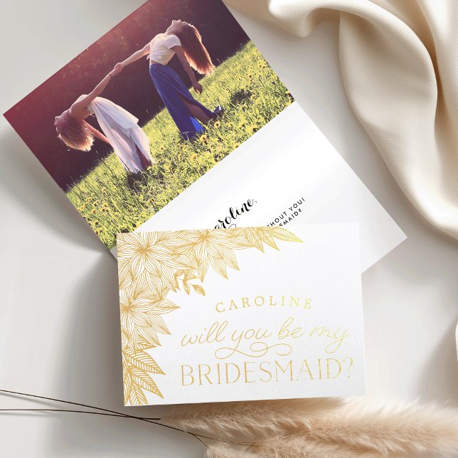 Be My Bridesmaid | Personalized Photo Gold Foil Card (Creator Uploaded)