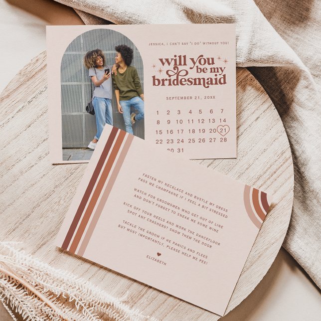 Be My Bridesmaid | Photo & Calendar Note Card (Creator Uploaded)