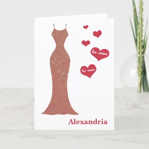 Be My Bridesmaid Pink Glitter Long Dress  Photo Holiday Card