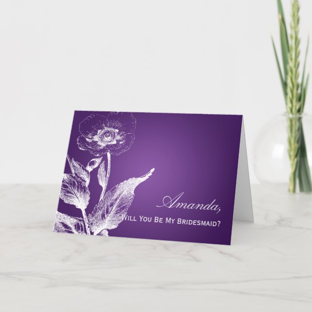 Be My Bridesmaid Poppy Purple Invitation (Front)
