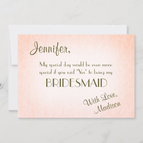 Be My Bridesmaid  Pretty Blush Invitation