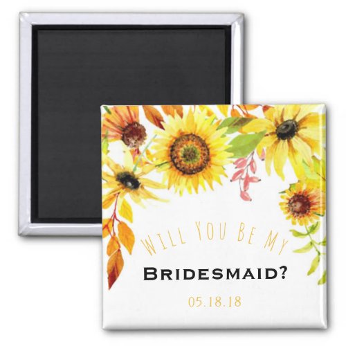 Be My Bridesmaid Rustic Sunflowers Wedding Magnet