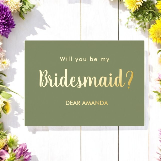 Be My Bridesmaid Sage Green  Foil Invitation (Creator Uploaded)