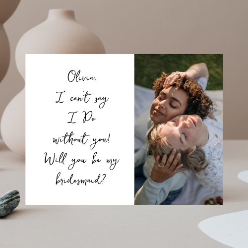 Be My Bridesmaid Script Handwritten Photo Postcard
