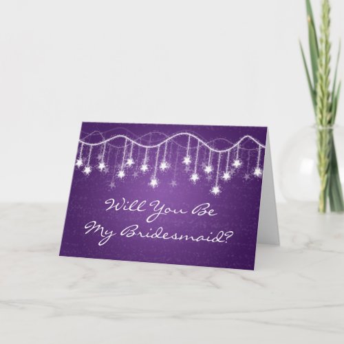 Be My Bridesmaid Shimmering Stars Purple Invitation