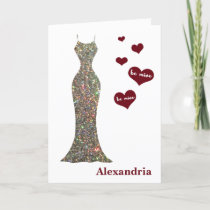 Be My Bridesmaid Silver Glitter Long Dress & Photo Holiday Card