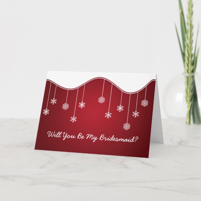 Be My Bridesmaid Snowflake Decoration Red Invitation (Front)