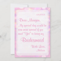 Be My Bridesmaid | Soft Pink Bokeh Invitation