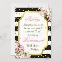 Be My Bridesmaid | Stripes, Confetti, Roses Invitation