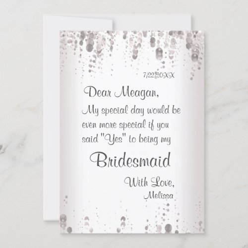 Be My Bridesmaid  Subtle Silver Invitation
