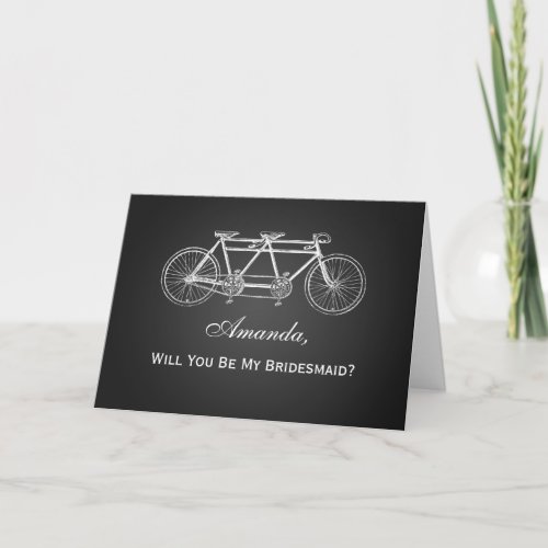 Be My Bridesmaid Tandem Bike Black Invitation