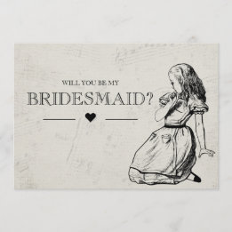 Be My Bridesmaid Vintage Alice in Wonderland Invitation