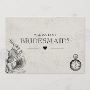 Be My Bridesmaid Vintage Alice in Wonderland Invitation