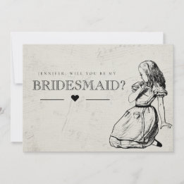Be My Bridesmaid Vintage Alice in Wonderland Invitation