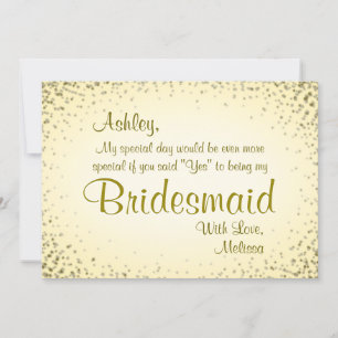 Be My Bridesmaid Vintage Gold Invitation