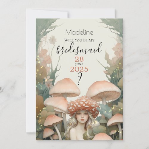 Be my Bridesmaid Whispering Woods Mushroom Fairy Invitation