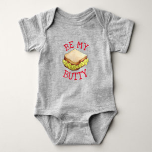 BE MY BUTTY English Chip Shop Sandwich UK Foodie Baby Bodysuit