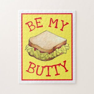 BE MY BUTTY English Chip Shop Sandwich UK Foodie Jigsaw Puzzle