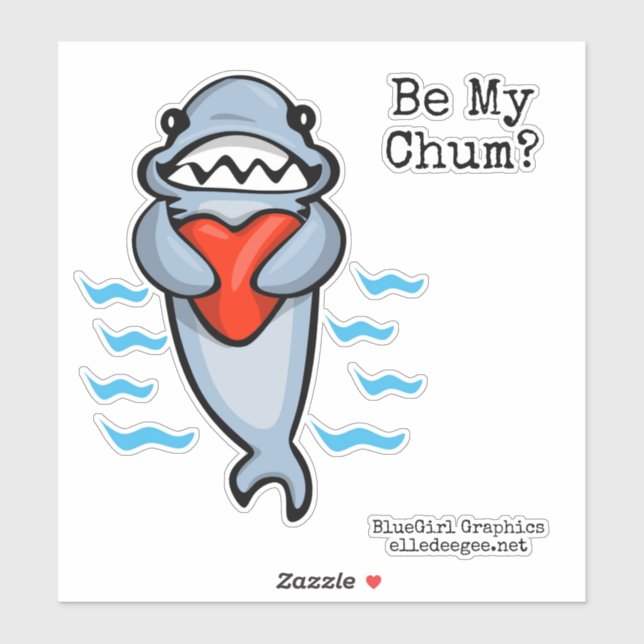 Be My Chum Shark Valentine Sticker (Sheet)
