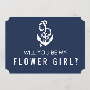 Be My Flower Girl Card Nautical Rope & Anchor