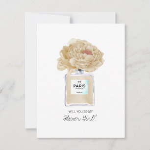 Be My Flower Girl Champagne Peonies & Perfume Card