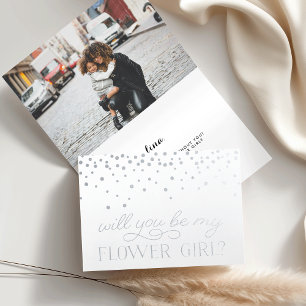 Be My Flower Girl Personalized Photo Silver Foil Card