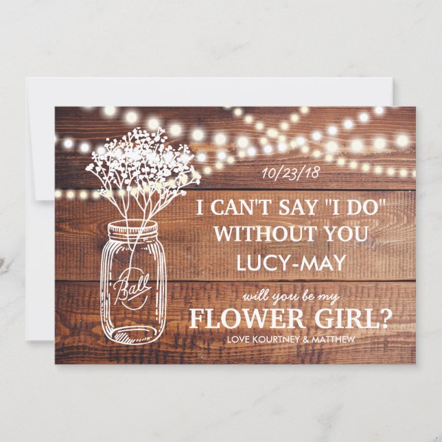 Be My Flower Girl | Rustic Country Bridesmaid Invitation (Front)