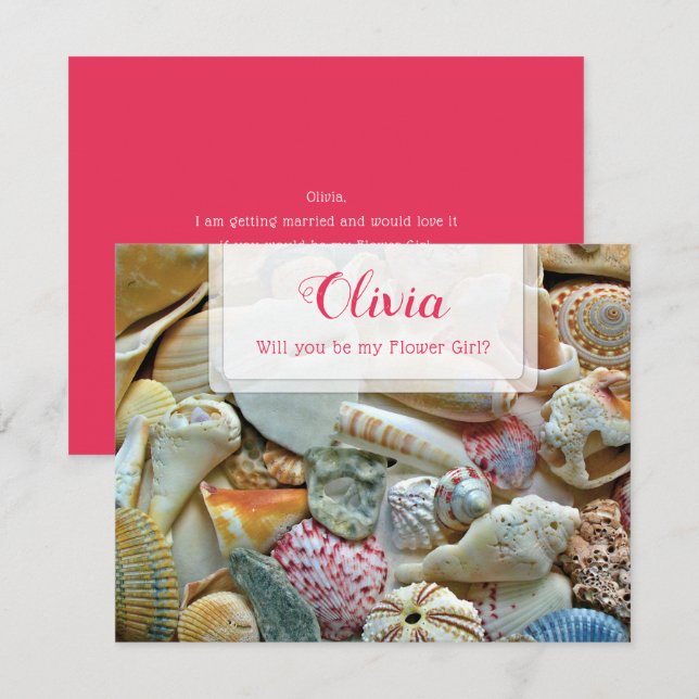 Be My Flower Girl Seashells Personal Note Card (Front/Back)