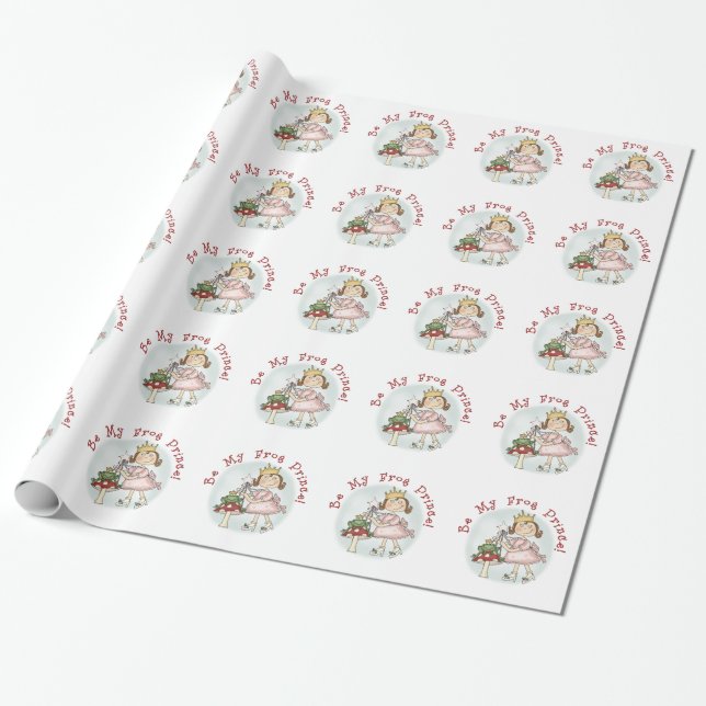 Be My Frog Prince Valentine Gift Paper (Unrolled)