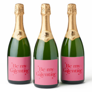 Be My Galentine Friend Valentine Red Pink  Sparkling Wine Label