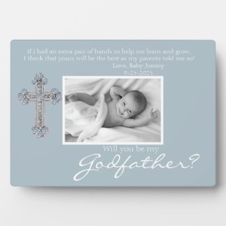 Be My Godfather Proposal Blue Memorial Photo Plaque