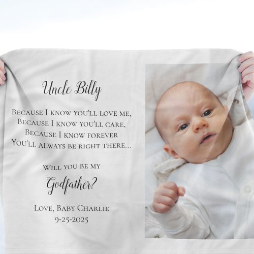 Be My Godfather Proposal Photo Invite Fleece Blanket