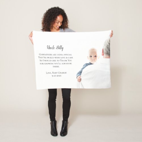 Be My Godfather Thank You Photo Fleece Blanket