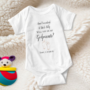 Be My Godparents Proposal Baby Feet Baby Bodysuit