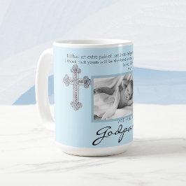 Be My Godparents Proposal Blue Memorial Photo Coffee Mug
