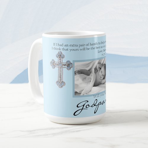 Be My Godparents Proposal Blue Memorial Photo Coffee Mug