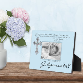 Be My Godparents Proposal Blue ♱ Memorial Photo Plaque