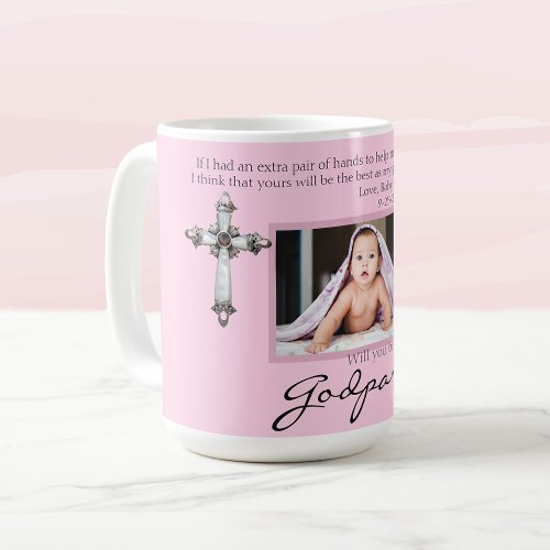 Be My Godparents Proposal Pink Memorial Photo Coffee Mug