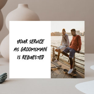 Be My Groomsman Brush Script Photo Postcard