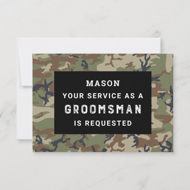 Be My Groomsman Card - Camo (Front)