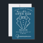 Be My Groomsman Card - Funny<br><div class="desc">Pop the question with this humorous and charming flat card. Personalize the front with his name and the back with your own personal message. You can also change the color of the background to match your wedding color palette! Simply edit the name and the message on the back, select a...</div>