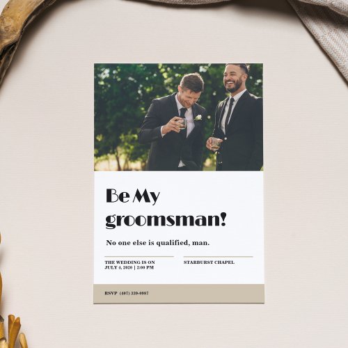 Be My Groomsman Modern and Chic Bachelor Party Invitation