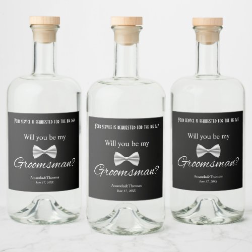 Be My Groomsman Proposal Modern Wedding  Liquor Bottle Label
