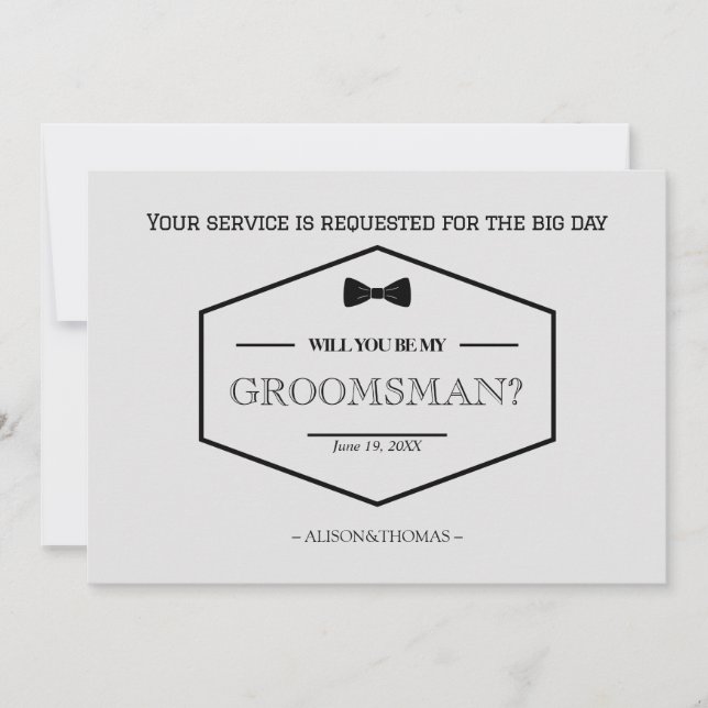 Be My Groomsman Proposal Wedding Invitation Card  (Front)