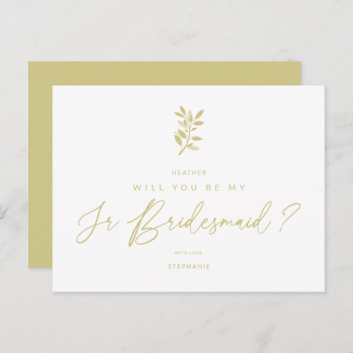 Be My Junior Bridesmaid Golden Effect Braches Postcard